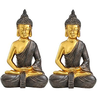 Dehner , Figura Decorativa a Forma di Buddha, Set da 2 Pezzi, ciascuno Circa 39,5 x 25,5 x 18 cm, in poliresina, Oro/Marrone Dehner , Figura Decorativa a Forma di Buddha, Set da 2 Pezzi, ciascuno Circa 39,5 x 25,5 x 18 cm, in poliresina, Oro/Marrone