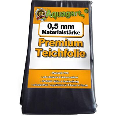 Aquagart Telo per laghetto in PVC 4m x 2m 0,5mm, pellicola nera per il laghetto da giardino Aquagart Telo per laghetto in PVC 4m x 2m 0,5mm, pellicola nera per il laghetto da giardino