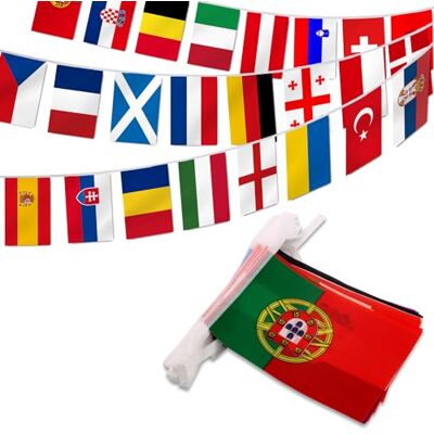 Anley European Cup Championship String Flag, European Cup Soccer String Banner Stendardo, Decorazione di apertura, Bar sportivo, Eventi per feste 25 piedi 24 bandiere Anley European Cup Championship String Flag, European Cup Soccer String Banner Stendardo, Decorazione di apertura, Bar sportivo, Eventi per feste 25 piedi 24 bandiere