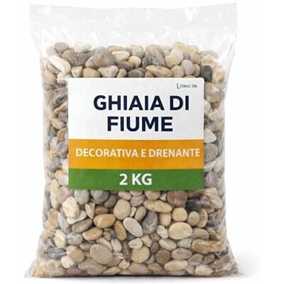 Lemag srl Lemag Ghiaia di Fiume 2 kg Sassi Tondi Drenanti Copre 20x20 cm per Vasi Per il fondo drenante e la finitura dei vasi sassi arrotondati dal fiume, colori misti chiari da sciacquare Lemag srl Lemag Ghiaia di Fiume 2 kg Sassi Tondi Drenanti Copre 20x20 cm per Vasi Per il fondo drenante e la finitura dei vasi sassi arrotondati dal fiume, colori misti chiari da sciacquare