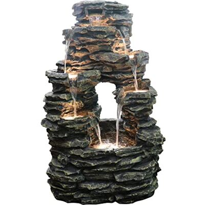Dehner Salto Fontana da Giardino con Illuminazione a LED, ca. 99 x 63,5 x 50 cm, in poliresina, Colore: Grigio Dehner Salto Fontana da Giardino con Illuminazione a LED, ca. 99 x 63,5 x 50 cm, in poliresina, Colore: Grigio