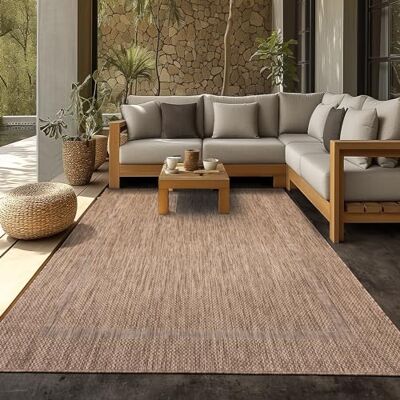 SIMPEX Tappeto Outdoor 60x100 cm Marrone Design Bordura Tessuto Piatto Resistente alle Intemperie Lavabile per Balcone Cucina Ingresso SIMPEX Tappeto Outdoor 60x100 cm Marrone Design Bordura Tessuto Piatto Resistente alle Intemperie Lavabile per Balcone Cucina Ingresso