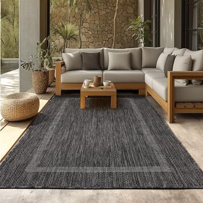 SIMPEX Tappeto Outdoor 60x100 cm Nero Design Bordura Tessuto Piatto Resistente alle Intemperie Lavabile per Balcone Cucina Ingresso SIMPEX Tappeto Outdoor 60x100 cm Nero Design Bordura Tessuto Piatto Resistente alle Intemperie Lavabile per Balcone Cucina Ingresso