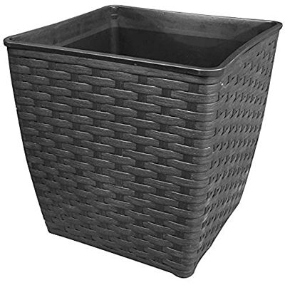 Dehner Vaso in plastica, ca. 38 x 38 x 38 cm, Effetto polirattan, Nero Dehner Vaso in plastica, ca. 38 x 38 x 38 cm, Effetto polirattan, Nero