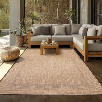 SIMPEX Tappeto Outdoor 120x170 cm Beige Design Bordura Tessuto Piatto Resistente alle Intemperie Lavabile per Balcone Terrazza Giardino Soggiorno SIMPEX Tappeto Outdoor 120x170 cm Beige Design Bordura Tessuto Piatto Resistente alle Intemperie Lavabile per Balcone Terrazza Giardino Soggiorno