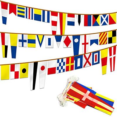 Anley International Maritime Signal Code String Flags Set di 40 bandiere 40 piedi di lunghezza stendardi decorazione a tema navale bandiera individuale di 5,5"x18" o 5,5"x9" 40 piedi Anley International Maritime Signal Code String Flags Set di 40 bandiere 40 piedi di lunghezza stendardi decorazione a tema navale bandiera individuale di 5,5"x18" o 5,5"x9" 40 piedi