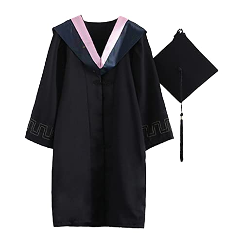 Auleset Baccalaureate Abito 1 Set Attraente Fine Maglia Pelle Tocco -shrink Graduazione Uniforme Rosa L