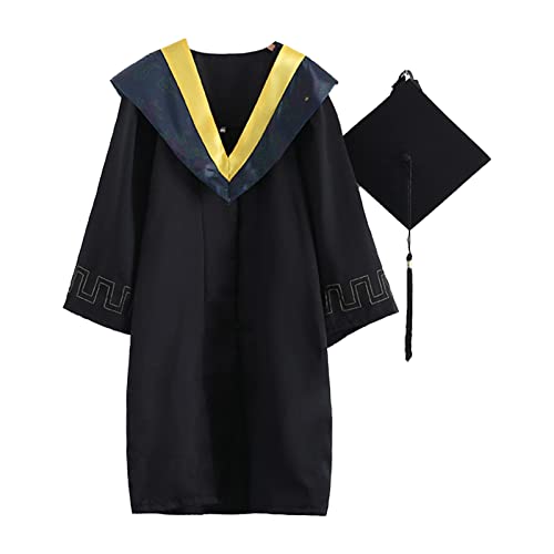 Auleset Abito Baccalaureate 1 Set Attraente Fine Maglia Pelle Tocco -shrink Uniforme Di Laurea Giallo XL