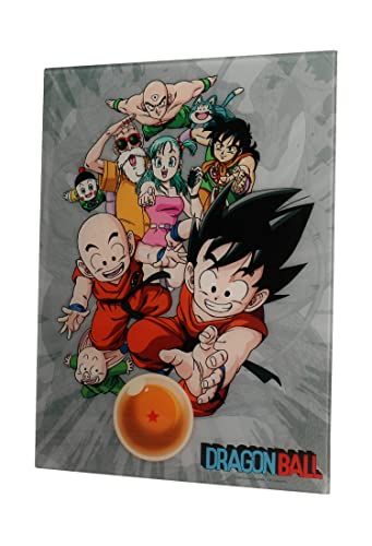 SD TOYS Personaggi Poster di Vetro Dragon Ball 30 x 40 cm, Vetro Temperato, Multicolore, 30 x 40 x 3