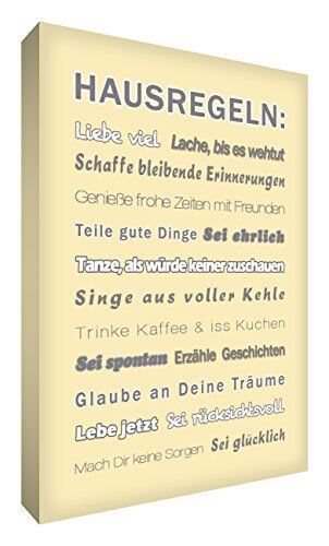 Little Helper Feel Good Art quadro da parete stampa su tela casa lingua tedesca in caratteri moderni regole, 91 x 60 cm, crema