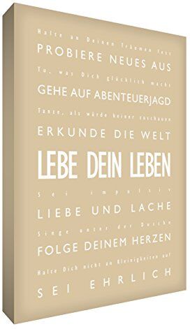 Little Helper Feel Good Art Quadro da parete, in tela resistente, con scritta in lingua tedesca Lebe dein Leben, in caratteri moderni, 30 x 20 cm, colore: Beige