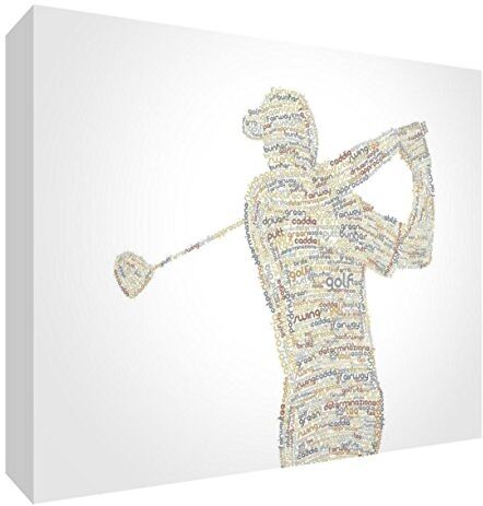 ART GOLF2436-01IT Giocatore Quadro su Tela Confezionata con Pannello Frontale Pieno Disegno Moderno Tipografico, Beige, Extra Grande (60 x 91 x 4 cm)