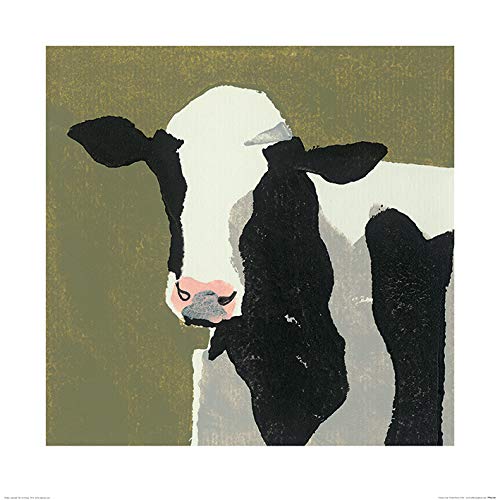 Julia Burns (Mucca Frisona) -Stampa Artistica 60 x 60 cm, Carta, Multicolore, 60 x 60 x 1.3 cm