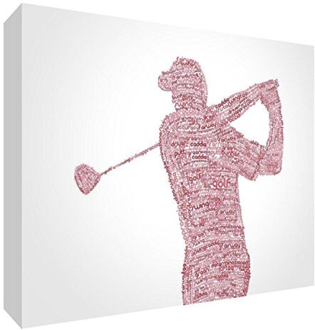 ART GOLF1624-09IT Giocatore Quadro su Tela Confezionata con Pannello Frontale Pieno Disegno Moderno Tipografico, Rosso, Grande (60 x 40 x 4 cm)