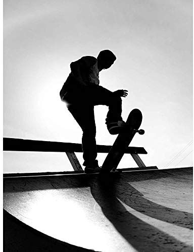 Wee Blue Coo Photography Sport Skateboarding Skater Silhouette Art Print Poster Wall Decor 12X16 Inch fotografia Manifesto Parete