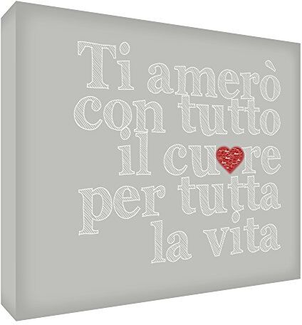 ART WHHRT2436-19IT Quadro su Tela da Muro in Stile Tipografico, Grigio, 91 x 60 x 4 cm