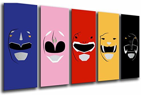 Cuadros Cámara Quadro Su Legno, Personaggi I Power Rangers, 165 x 62cm, Stampa in qualita fotografica. Ref.