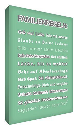 Little Helper Feel Good Art Quadro da parete, in tela con scritta in lingua tedesca Familiz, 91 x 60 cm, colore: Verde chiaro