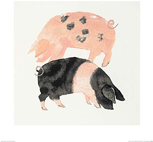 Julia Burns (Gloucester Old Spot And Saddleback Pigs) -Stampa Artistica 60 x 60 cm, Carta, Multicolore, 60 x 60 x 1.3 cm