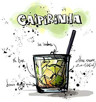 Wee Blue Coo Arte Pittura Disegno Alcol Cocktail Ricetta Stampa su Tela Caipirinha