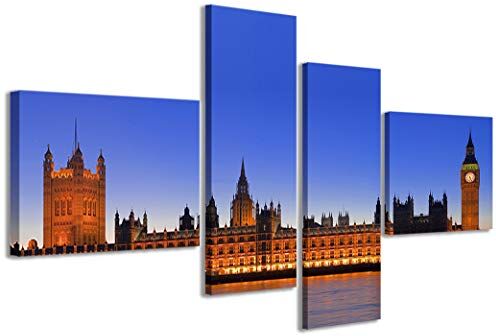 Stampe su Tela , london palace Quadri Moderni in 4 pannelli già intelaiati, canvas, pronto per essere appeso, 160x70cm