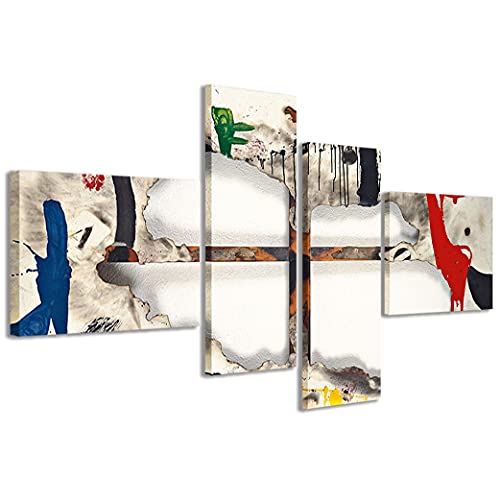 Stampe su Tela Quadro su Tela, Joan Miro III Stampa Moderna in 4 Pannelli già intelaiati, Canvas, Pronto per Essere Appeso, 200x100cm
