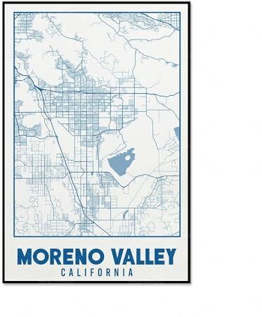 LIUZHUANGDIAN Moreno Valley Mappa della città Poster minimalista su tela Pittura su tela Arte della parete Stampa di immagini Ufficio Camera Home Decor-40x60cm Senza cornice