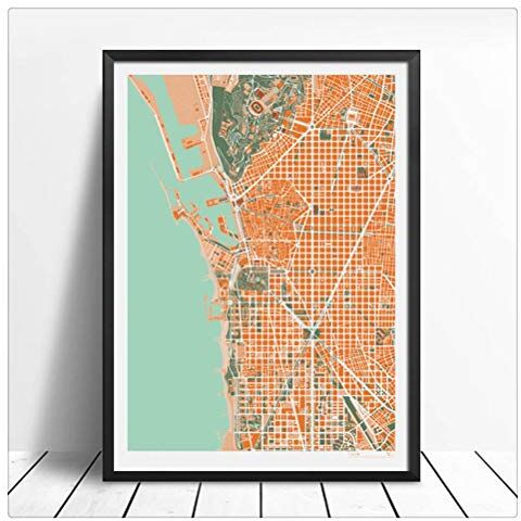 JXDKSM Poster e stampe di mappe classiche di città famose, quadri su tela, dipinti su tela, soggiorno, mappa, decorazione (Colore: Stile 1, Dimensioni: 50x70 cm senza cornice) (Stile 4 60x80 cm senza c