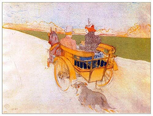 ArtPlaza Toulouse-Lautrec Carriage with Dog Decorative Panel, Wood MDF, Multicolour, 120x90 Cm