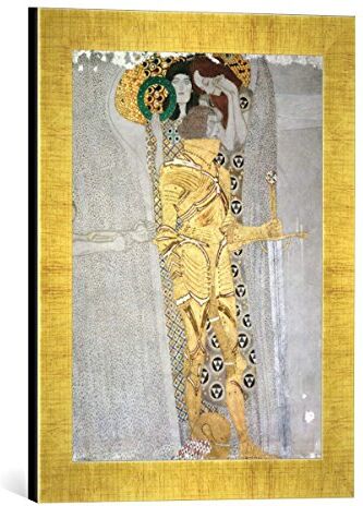 kunst für alle 'IMMAGINE incorniciata di Gustav Klimt "The Knight dettaglio of The Beethoven Frieze, Said To Be A Portrait Of Gustav Mahler (1860 – 1911), 1902, stampata, 30 x 40 cm, nel quadro immagini fatti a mano di alta qualità oro Raya