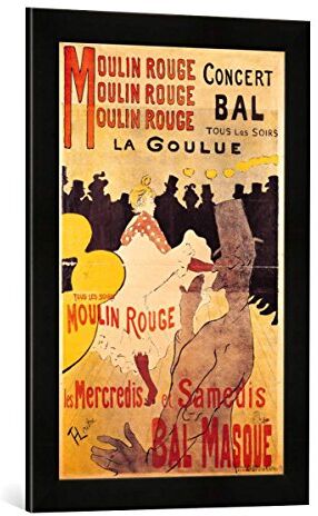 kunst für alle 'IMMAGINE incorniciata di Henri De Toulouse – Lautrec "Poster advertising' La goulue 'at the Moulin Rouge, 1893, stampa artistica, nel quadro immagini fatti a mano di alta qualità, 40 x 60 cm, Nero Opaco