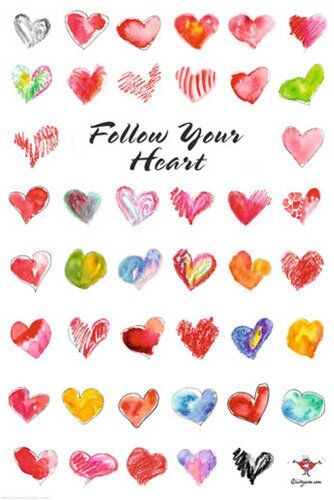 Empire 541 208 Hearts Segui Il Tuo Cuore Amore Love Hearts Poster Poster Maxi Formato Poster 61 x 91.5 cm