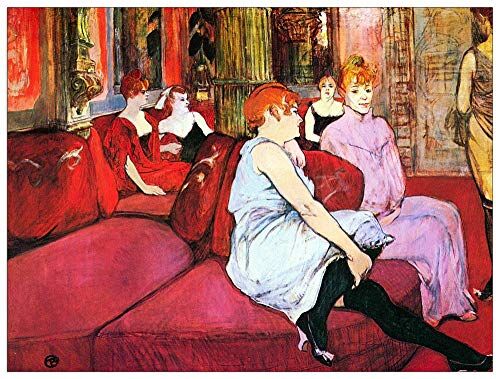 ArtPlaza Toulouse-Lautrec Salon in the Rue de Moulins Decorative Panel, Wood MDF, Multicolour, 80x60 Cm