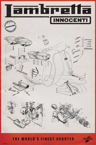 Empire Merchandising 543,318 Lambretta Line Drawing Auto motorino motorini, Maxi-Poster, Dimensione di Stampa 61 x 91.5 cm