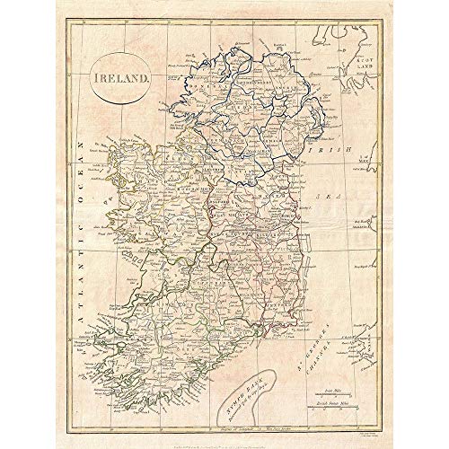Wee Blue Coo 1799 CLEMENT CRUTTWELL MAP IRELAND VINTAGE POSTER ART PRINT 12x16 inch 30x40cm 2881PY