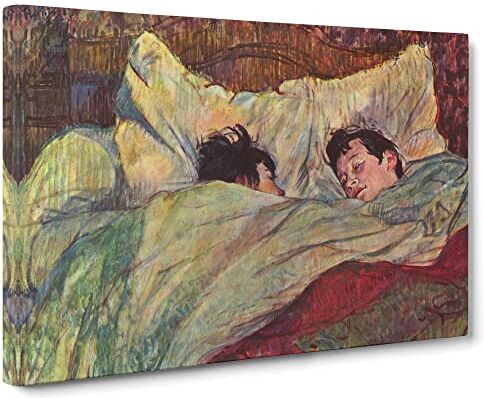 ART In Bed By Henri De Toulouse Lautrec Quadro classico su tela, pronto da appendere, per soggiorno, camera da letto, casa, ufficio, 50 x 35 cm