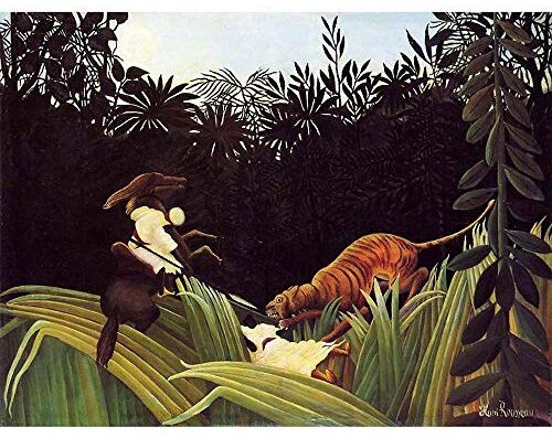 Wee Blue Coo Poster con Stampa Artistica da Parete, Motivo: Henri Rousseau Eclaireurs Attaques Par Un Tigre, 30,5 x 40,6 cm