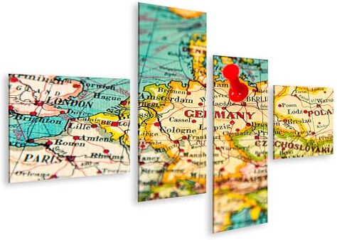 islandburner Quadro su tela Berlino Germania pinnato vintage mappa Europa immagini murali poster