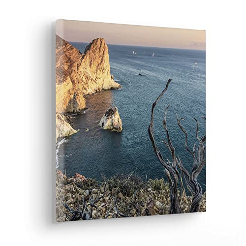 Komar Quadro su tela con cornice in vero legno – Steep Cove – Dimensioni 30 x 30 cm – Quadro su tela, motivo: paesaggio, soggiorno, camera da letto