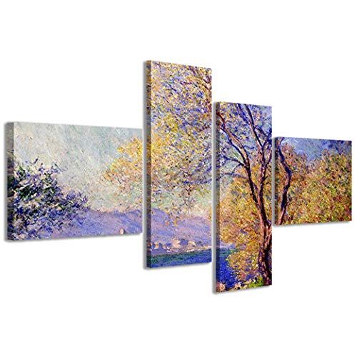 Stampe su Tela , Claude Monet IV Quadri Moderni in 4 pannelli già intelaiati, canvas, pronto per essere appeso, 160x70cm