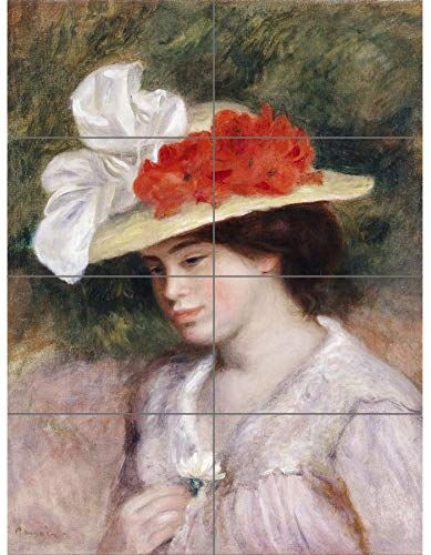 Artery8 Pierre Auguste Renoir Woman In A Flowered Hat XL Giant Panel Poster (8 Sections) Donna Fiore Manifesto