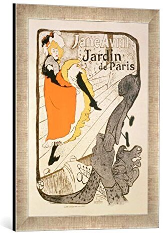 kunst für alle 'IMMAGINE incorniciata di Henri De Toulouse – Lautrec "Reproduction of a – Poster advertising' Jane Avril 'at the Jardin de Paris, 1893, stampa artistica, 40 x 60 cm, nel quadro immagini fatti a mano di alta qualità argento Raya