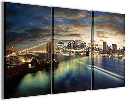 Stampe su Tela , new york city bridge Quadri Moderni in 3 pannelli già intelaiati, canvas, pronto per essere appeso, 120x90cm