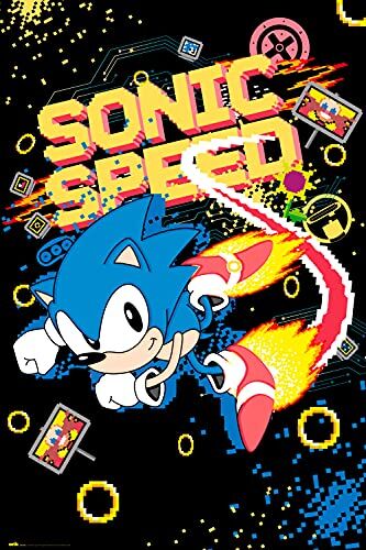 Grupo Erik : Poster Sonic Speed   Poster da parete Sonic The Hedgehog, 6x9,5cm, carta lucida   Poster da muro, incorniciabile   Poster gamer, poster sonic, poster gaming