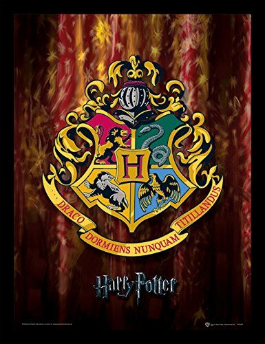 Harry Potter Stampa incorniciata, motivo: stemma di Hogwarts, 30 x 40 cm