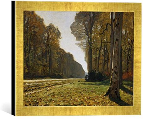 kunst für alle 'IMMAGINE incorniciata pavé di Claude Monet "le de Chailly, Forêt de fontainebleau (dit Autrefois à torcicollo: Route du Bas-bréau), stampa artistica, 40 x 30 cm, nel quadro immagini fatti a mano di alta qualità oro Raya