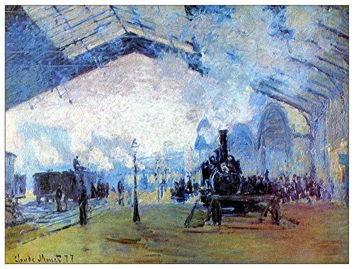 ArtPlaza Monet Claude-Saint Lazare Station in Paris Pannello Decorativo, Legno MDF, Multicolore, 120 x 90 cm