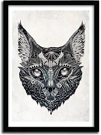 K.Olin tribu K. Olin tribù Lynx Poster, Carta, Bianco, 40 x 50 x 1 cm