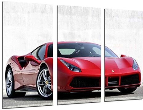 Cuadros Cámara Quadri Fotocamera Poster Fotografico Auto Sportivo, Ferrari Rosso, Dimensione Totale 97 x 62 cm XXL