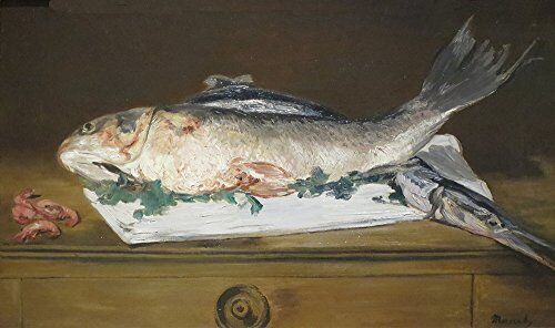 Spiffing Prints Edouard Manet Still-Life Salmon Pike And Shrimps Extra Large Semi Gloss Print